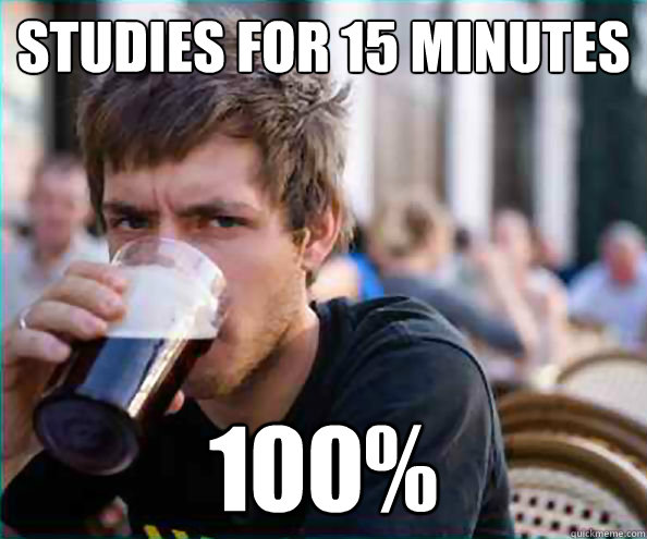 Studies for 15 Minutes 100%   College Senior