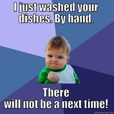 I JUST WASHED YOUR DISHES. BY HAND. THERE WILL NOT BE A NEXT TIME! Success Kid