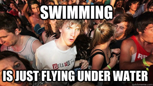 Swimming is just flying under water  Sudden Clarity Clarence