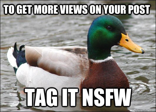 To get more views on your post Tag it NSFW  Actual Advice Mallard