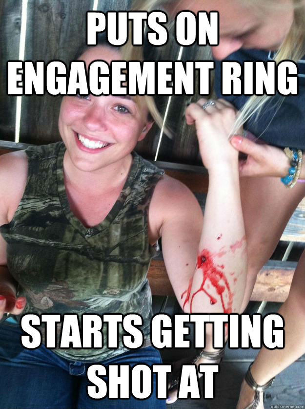 puts on engagement ring starts getting shot at - puts on engagement ring starts getting shot at  Ridiculously photogenic shooting victim
