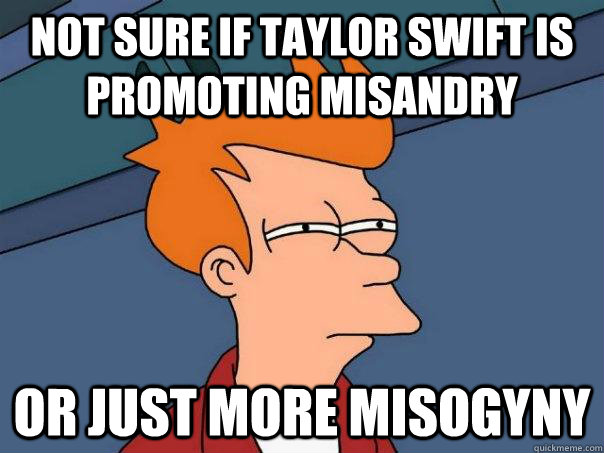 Not sure if Taylor Swift is promoting Misandry Or just more misogyny   Futurama Fry