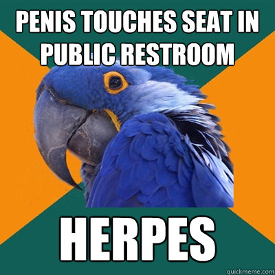 Penis touches seat in public restroom HERPES  Paranoid Parrot