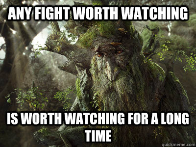 Any fight worth watching is worth watching for a long time  treebeard