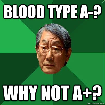 blood type a-? why not a+? - blood type a-? why not a+?  High Expectations Asian Father