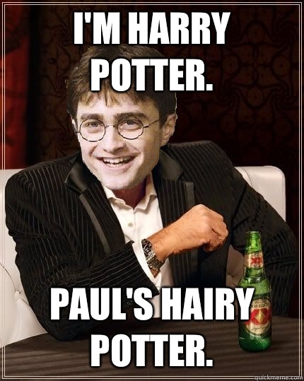 I'm Harry potter. Paul's hairy potter.  The Most Interesting Harry In The World