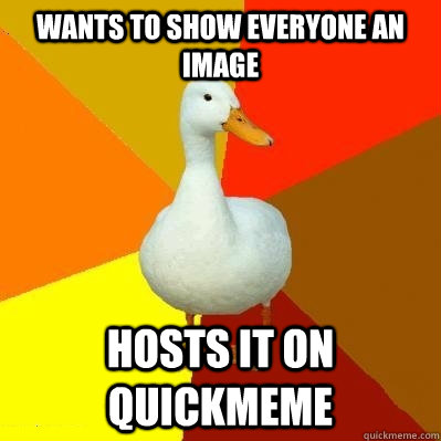 Wants to show everyone an image Hosts it on Quickmeme  Tech Impaired Duck