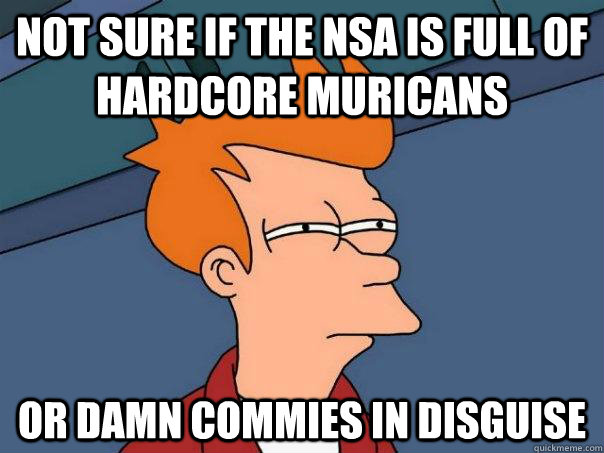 not sure if the nsa is full of hardcore muricans or damn commies in disguise - not sure if the nsa is full of hardcore muricans or damn commies in disguise  Misc