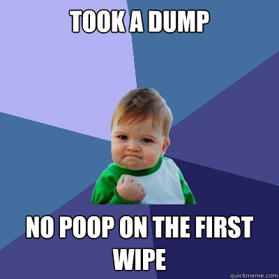 took a dump no poop on the first wipe  Success Kid