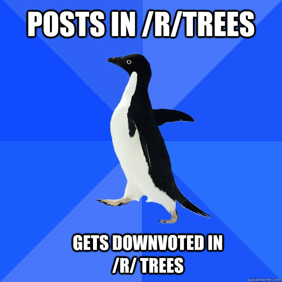 Posts in /r/trees Gets downvoted in /r/ trees  Socially Awkward Penguin