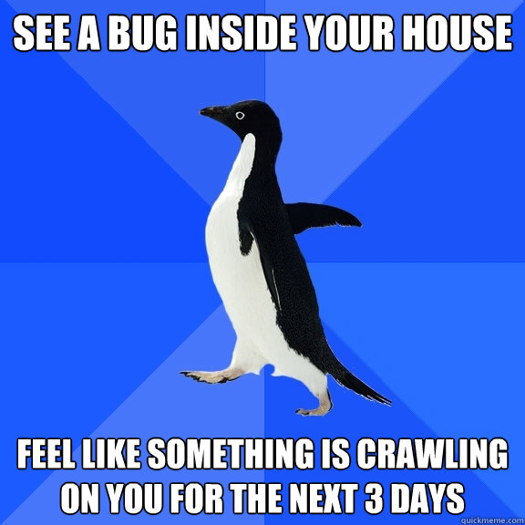 see a bug inside your house feel like something is crawling on you for the next 3 days  Socially Awkward Penguin