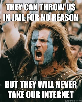 They can throw us in jail for no reason but they will never take our internet - They can throw us in jail for no reason but they will never take our internet  SOPA Opposer