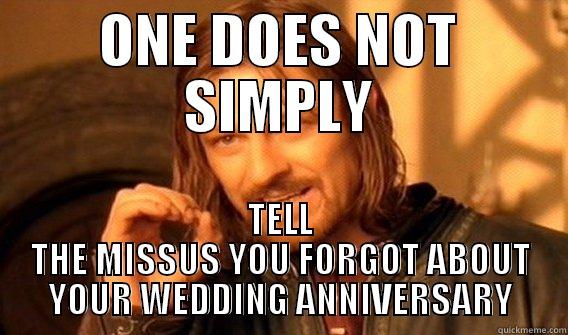 Want A Long-Lasting Marriage? - ONE DOES NOT SIMPLY TELL THE MISSUS YOU FORGOT ABOUT YOUR WEDDING ANNIVERSARY One Does Not Simply