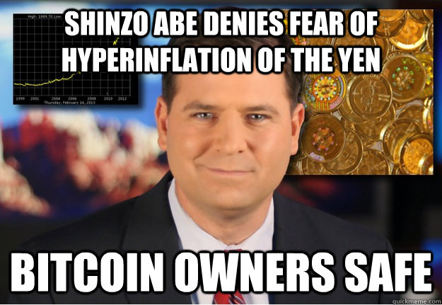Shinzo abe denies fear of hyperinflation of the yen Bitcoin owners safe  Bitcoin owners safe
