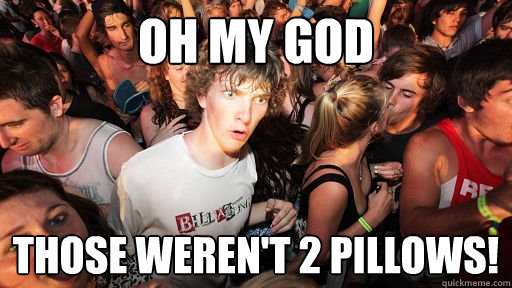 Oh my god those weren't 2 pillows!  Sudden Clarity Clarence