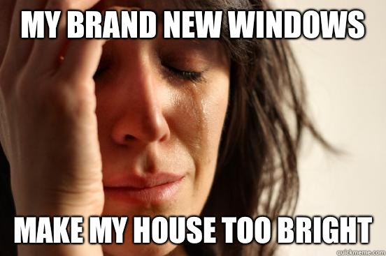 My brand new windows Make my house too bright  First World Problems