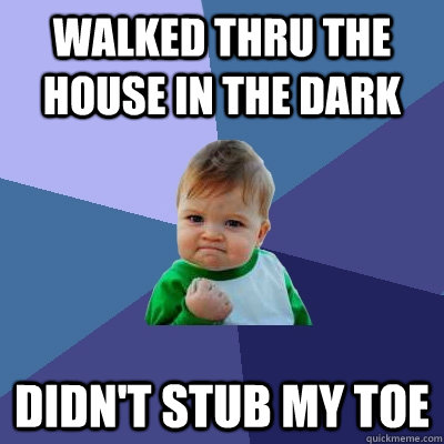 Walked thru the house in the dark didn't stub my toe  Success Kid