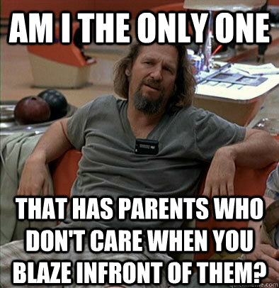 Am I the only one that has parents who don't care when you blaze infront of them?  The Dude