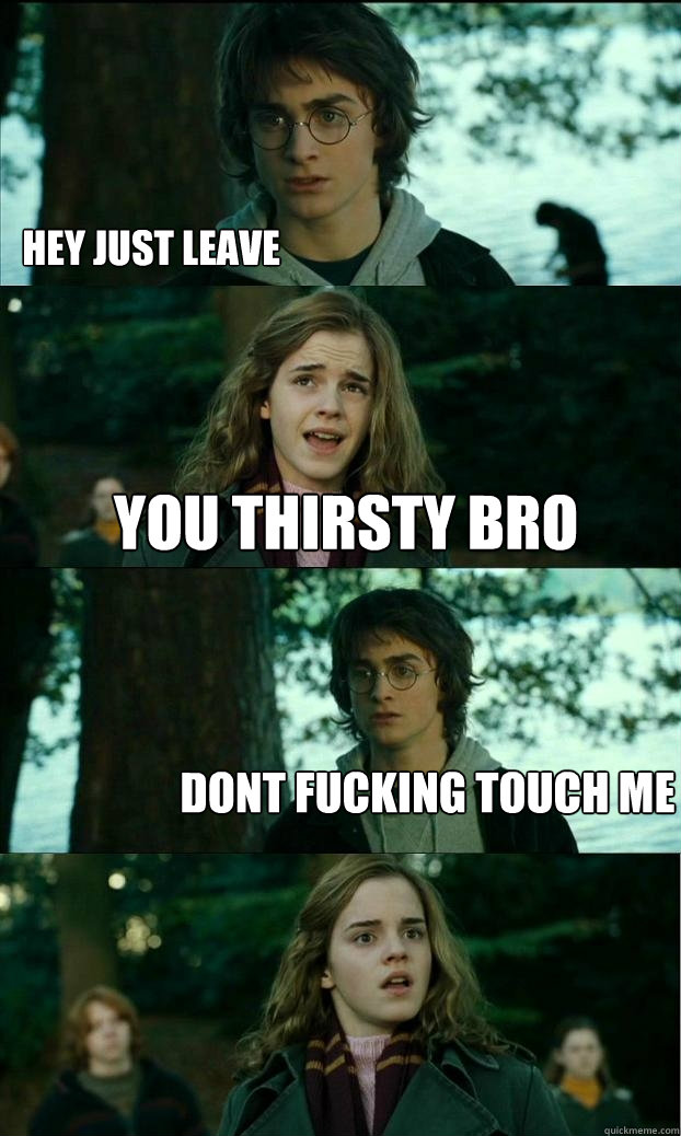 Hey just leave YOU THIRSTY BRO DONT FUCKING TOUCH ME - Hey just leave YOU THIRSTY BRO DONT FUCKING TOUCH ME  Horny Harry