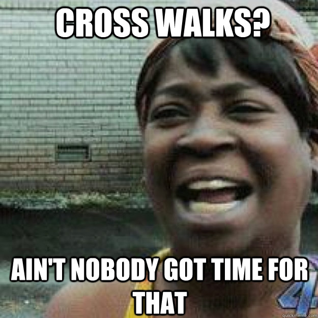 Cross walks? AIN'T NOBODY GOT TIME FOR THAT  