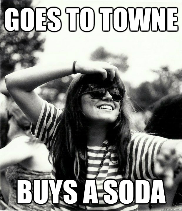 Goes to towne Buys a soda  Georgetown Hipster