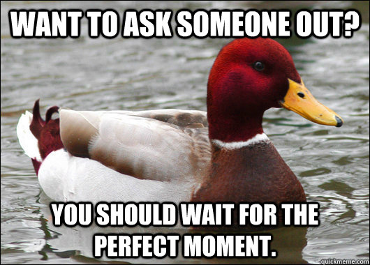 Want to ask someone out? You should wait for the perfect moment.   Malicious Advice Mallard