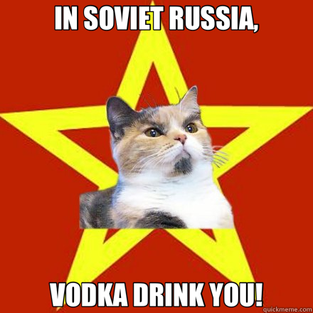 IN SOVIET RUSSIA, VODKA DRINK YOU!  Lenin Cat