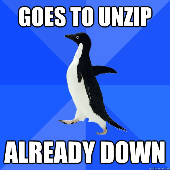 Goes to unzip already down  Socially Awkward Penguin