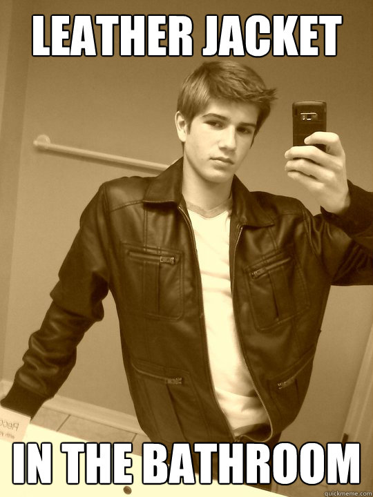 LEATHER JACKET In the Bathroom  