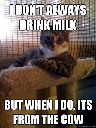 I don't always drink milk but when I do, its from the cow  The Most Interesting Cat in the World