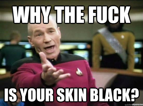 Why the fuck is your skin black?  Annoyed Picard HD