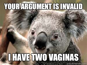 Your argument is invalid I have two vaginas  - Your argument is invalid I have two vaginas   Koala