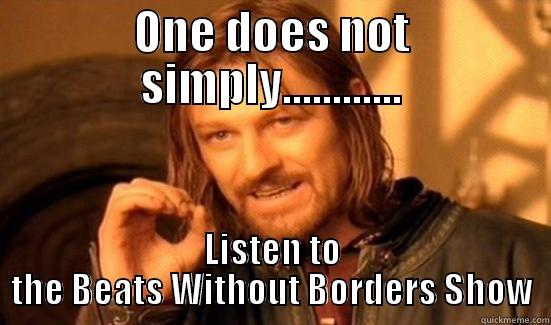 ONE DOES NOT SIMPLY............ LISTEN TO THE BEATS WITHOUT BORDERS SHOW Boromir