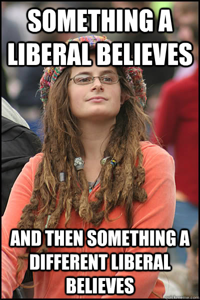 Something a liberal believes and then something a different liberal believes  College Liberal