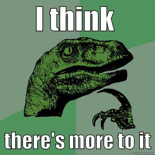 I THINK   THERE'S MORE TO IT Philosoraptor