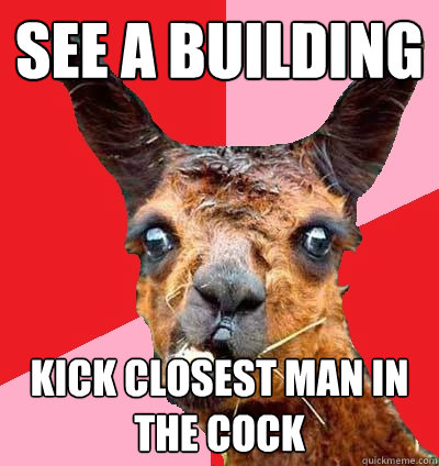 See A Building Kick closest man in the cock  
