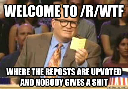 WELCOME TO /r/wtf Where the reposts are upvoted and nobody gives a shit  Whose Line