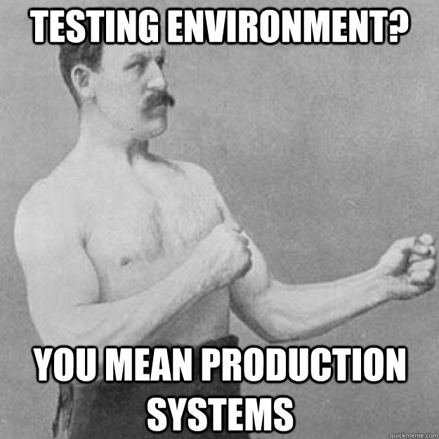 Testing Environment? you mean production systems  overly manly man