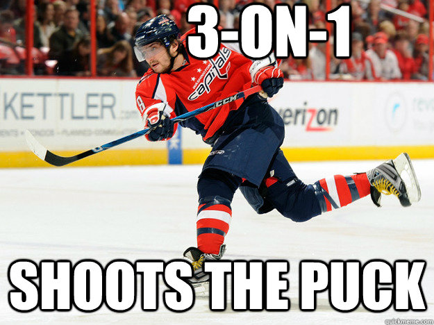 3-on-1 Shoots the puck  Ovechkin