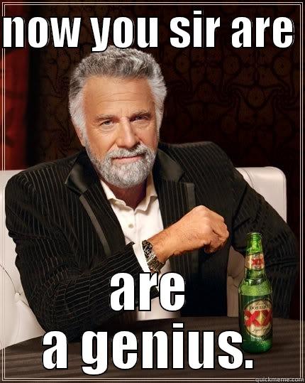 NOW YOU SIR ARE  ARE A GENIUS. The Most Interesting Man In The World