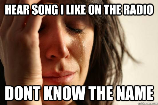 hear song i like on the radio dont know the name  First World Problems