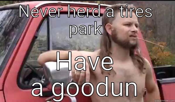 NEVER HERD A TIRES PARK HAVE A GOODUN Almost Politically Correct Redneck