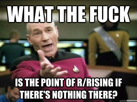 What the fuck  is the point of R/Rising if there's nothing there?  Annoyed Picard HD