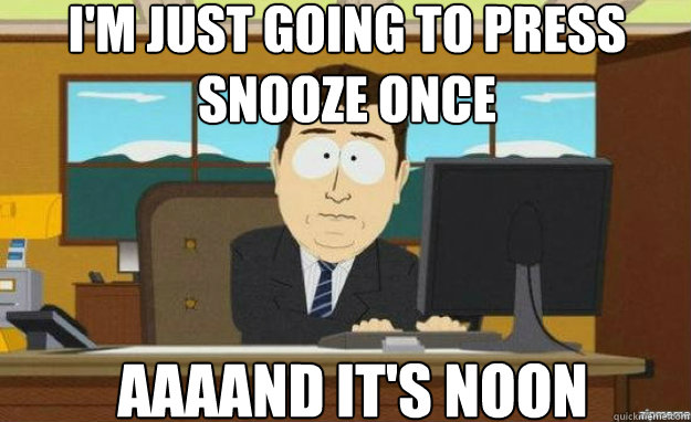 I'm just going to press snooze once AAAAND IT'S noon  aaaand its gone