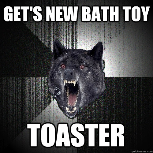 Get's new bath toy toaster - Get's new bath toy toaster  Insanity Wolf