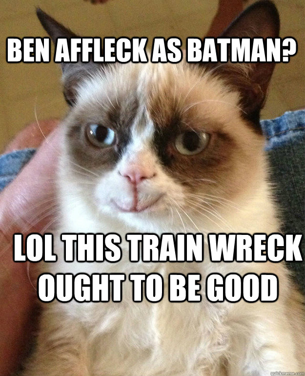 Ben Affleck as batman? LOL This train wreck ought to be good  Happy Cat