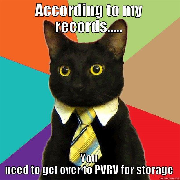ACCORDING TO MY RECORDS..... YOU NEED TO GET OVER TO PVRV FOR STORAGE Business Cat
