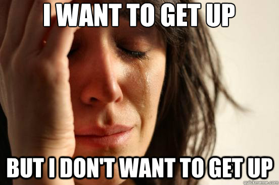 I Want to get up But I don't want to get up  First World Problems