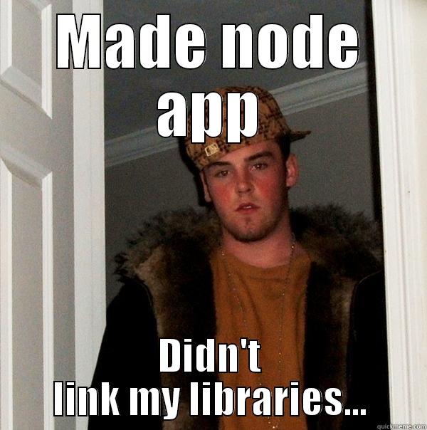 MADE NODE APP DIDN'T LINK MY LIBRARIES... Scumbag Steve