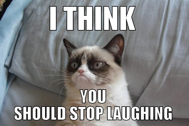 Get Out of Here - I THINK YOU SHOULD STOP LAUGHING Grumpy Cat